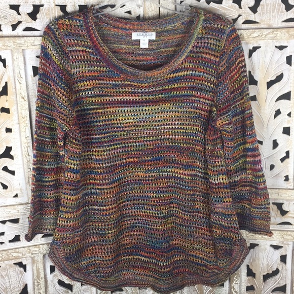 Studio JPR Open Weave Colorful Pullover Sweater - Picture 1 of 5